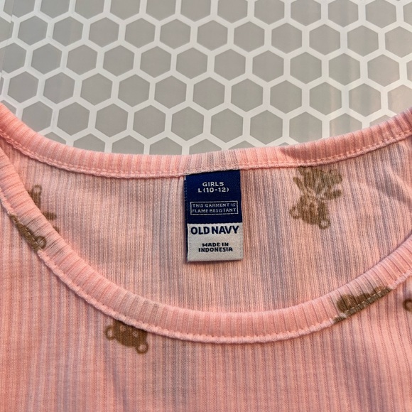 NWT Old Navy Pink Ribbed Teddy Bear Pajama w Shorts Set. Size L (10-12) - Picture 4 of 6